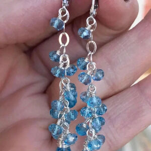 Blue Topaz,Chandelier Earrings,Long Earrings,Swiss Blue Topaz,Waterfall Earrings